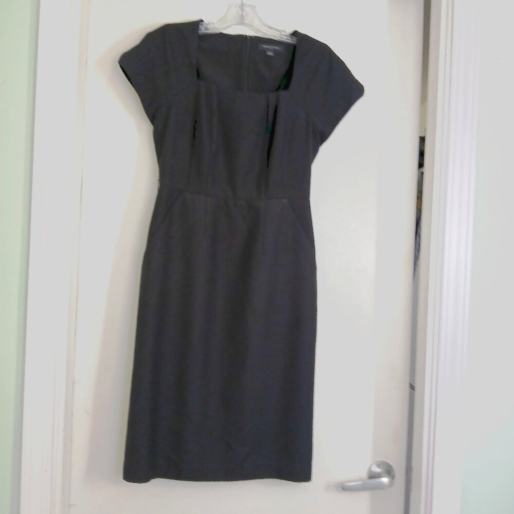 Black 'Sloan' Pencil Dress Square Neck & Cap Sleeve Midi Dress Sz 4